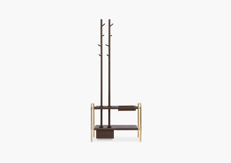 Coat Stand – Wood – Gold – AMBER by MARQQA Furniture