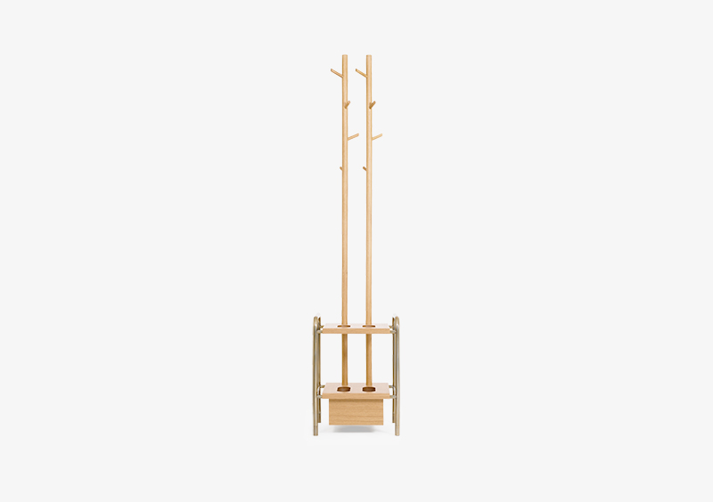 Coat Stand – Wood – Gold – BILLY by MARQQA Furniture
