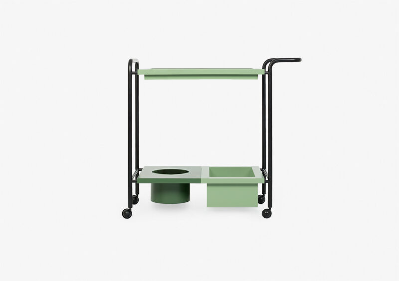 Tea Trolley – Lacquered – Green – Black – OLIVIA by MARQQA Furniture