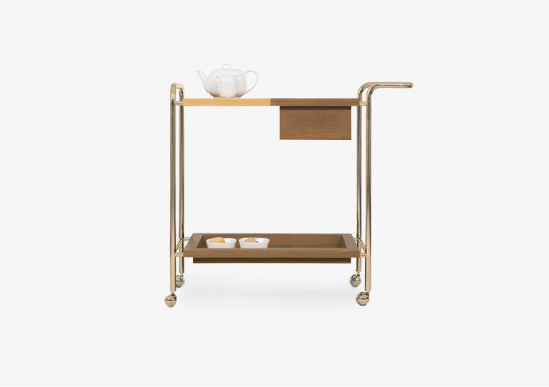 Tea Trolley – Wood – Gold – PATRICK by MARQQA Furniture