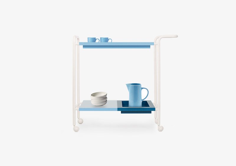 Tea Trolley – Lacquered – Blue – White – PHILIP by MARQQA Furniture