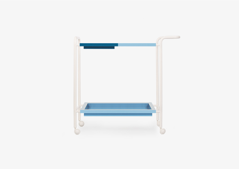 Tea Trolley – Lacquered – Blue – White – PHILIP by MARQQA Furniture