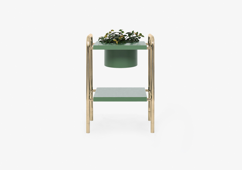 Side Table – Gold – Lacquered – Green – HARPER by MARQQA Furniture