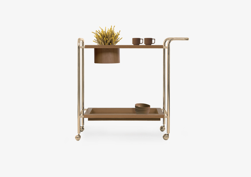 Tea Trolley – Wood – Gold – MATILDA by MARQQA Furniture