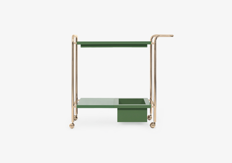 Tea Trolley – Gold – Green – THERESE by MARQQA Furniture