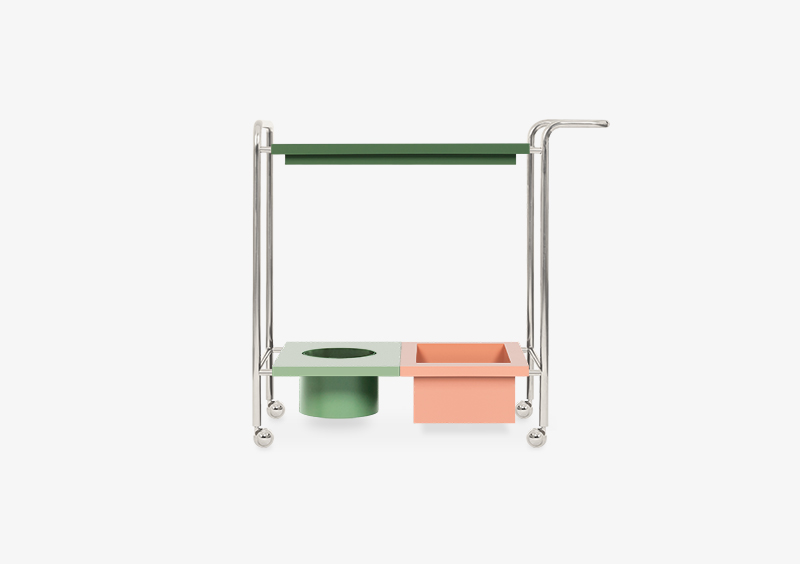 Tea Trolley – Silver – Lacquered – Green – Rose – CHLOE by MARQQA Furniture