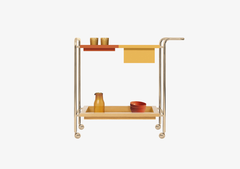 Tea Trolley – Lacquered – Gold – by MARQQA Furniture