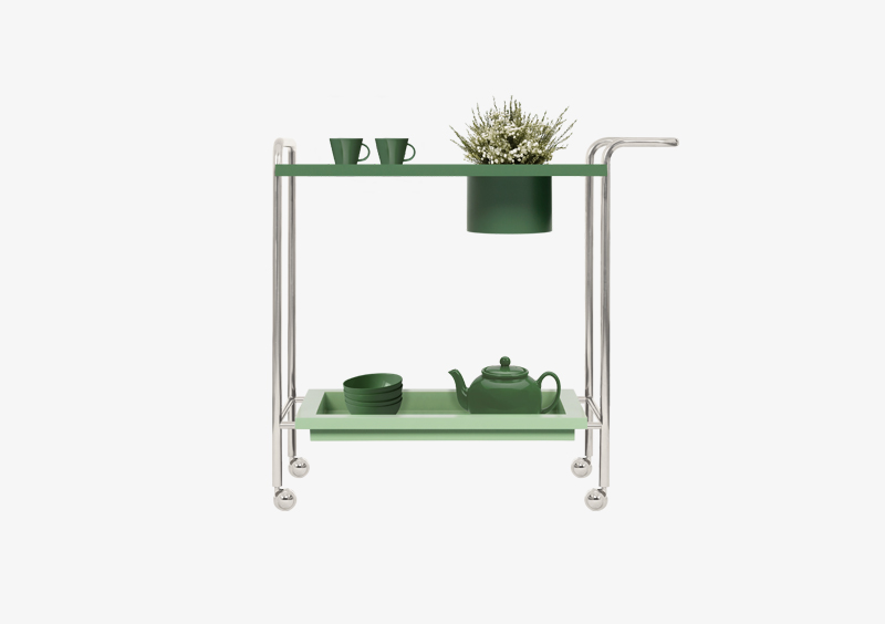 Tea Trolley – Lacquered – Silver – by MARQQA Furniture