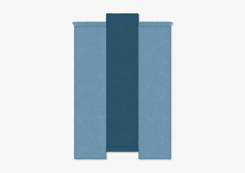Rugs-Dark Blue Light Blue-Fringe-RECTANGLE SHAPE OUT by MARQQA